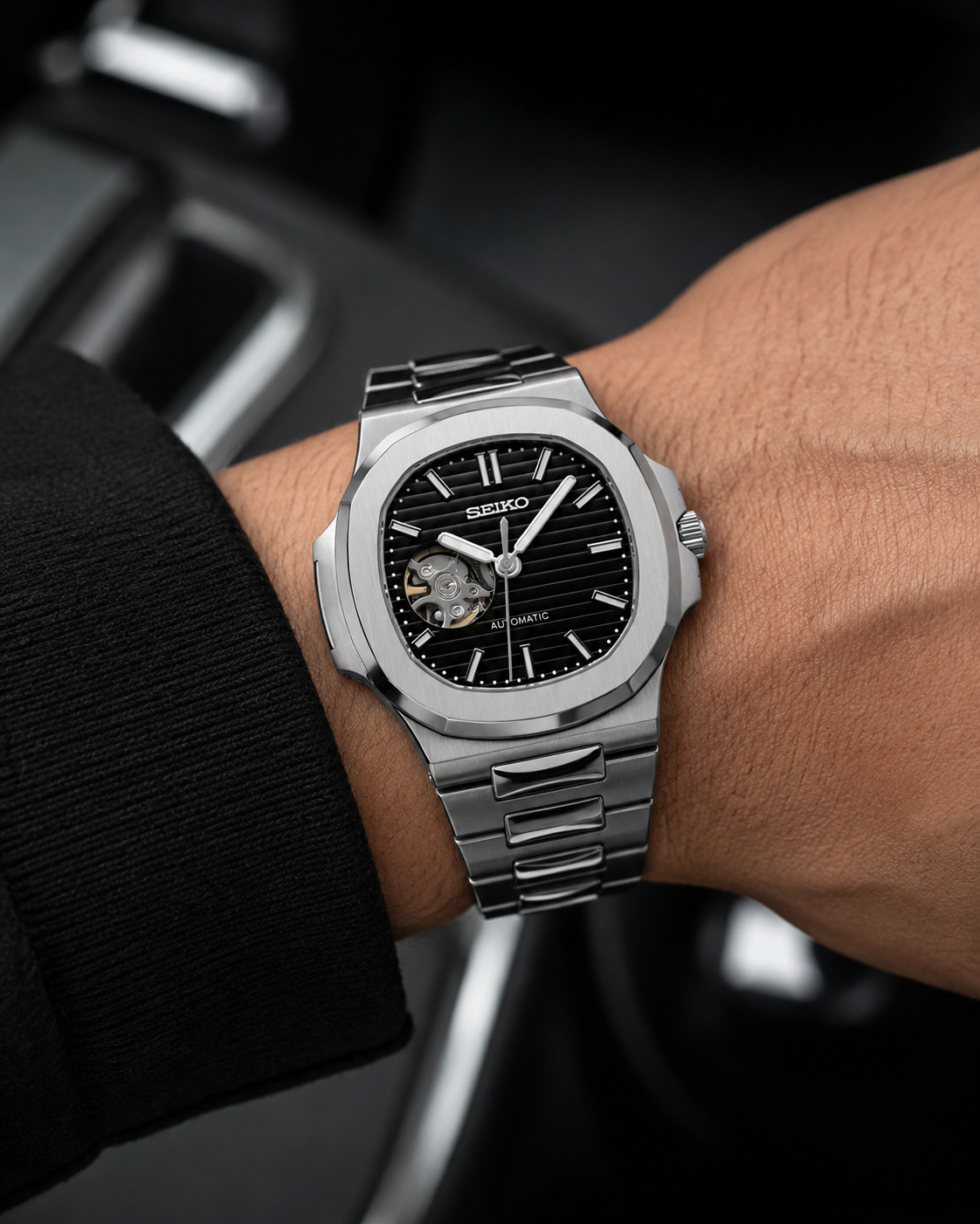 S-Nautilus (Open Heart) Silver Black