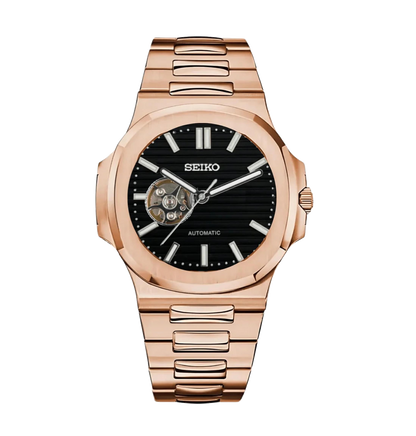 S-Nautilus (Open Heart) Rose Gold Black
