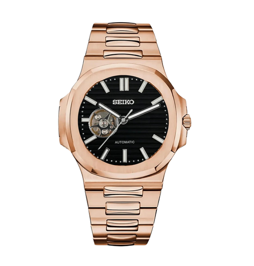 S-Nautilus (Open Heart) Rose Gold Black