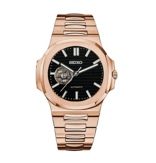 S-Nautilus (Open Heart) Rose Gold Black