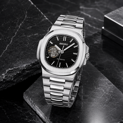 S-Nautilus (Open Heart) Silver Black